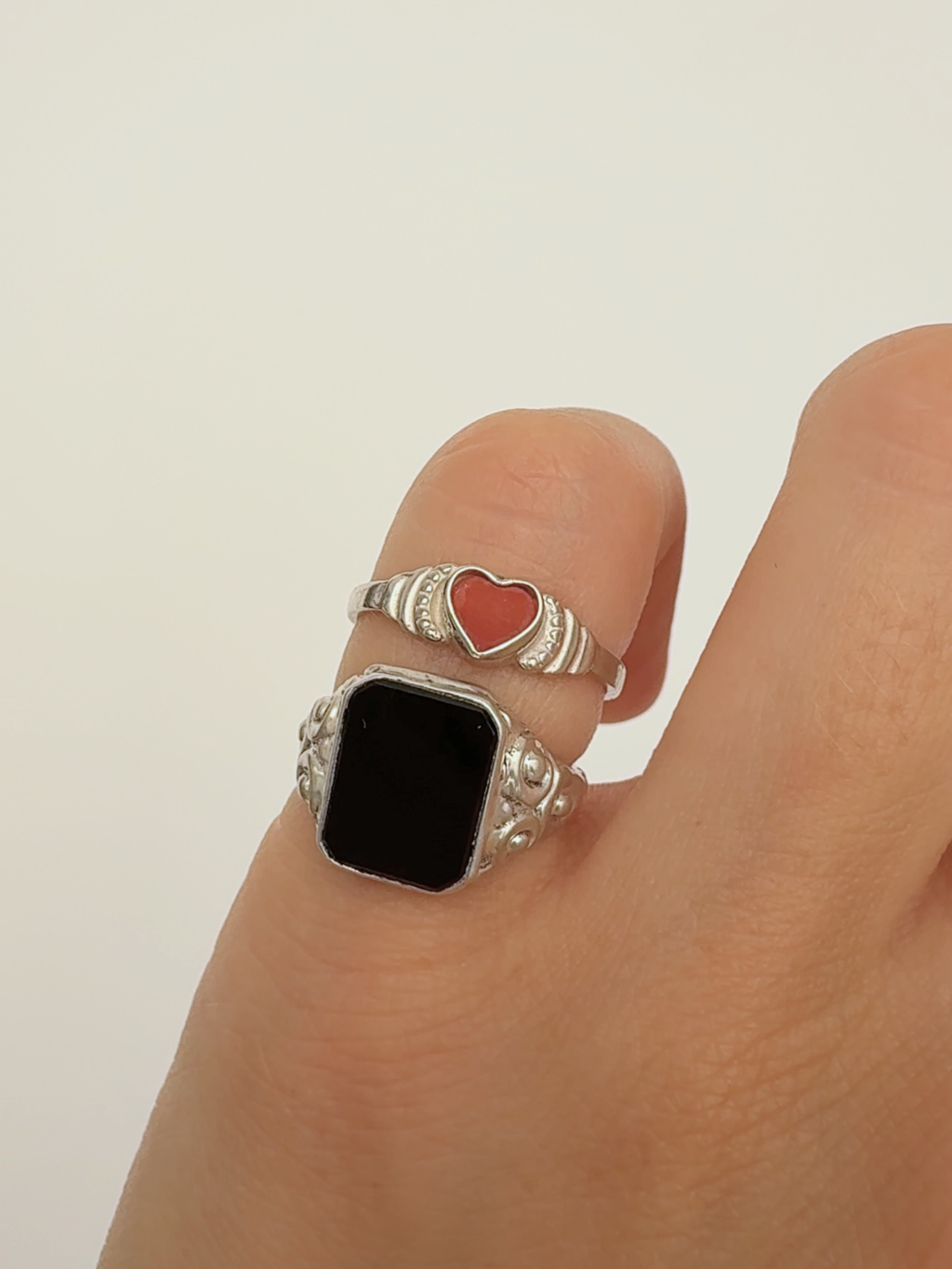 Onyx Signet Ring Vintage Silver
