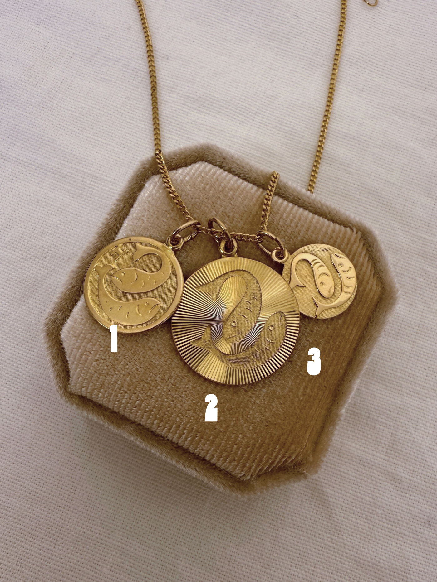 Zodiac Charm Pisces Vintage Gold