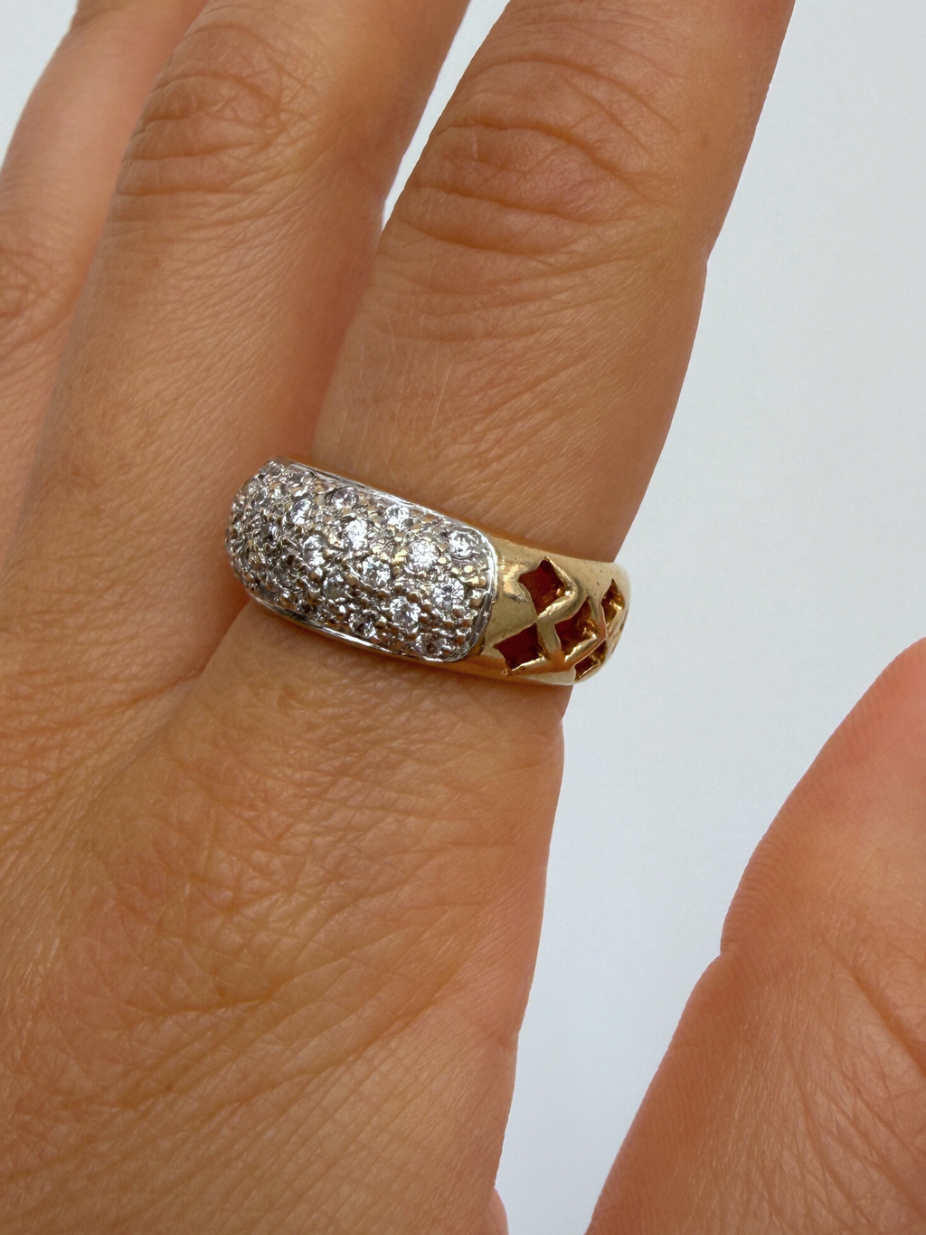 Chunky Glitter Ring 14k Vintage Gold