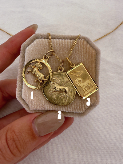 Zodiac Charm Aries Vintage Gold