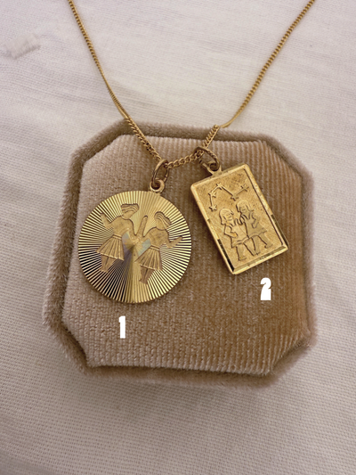 Zodiac Charm Gemini Vintage Gold