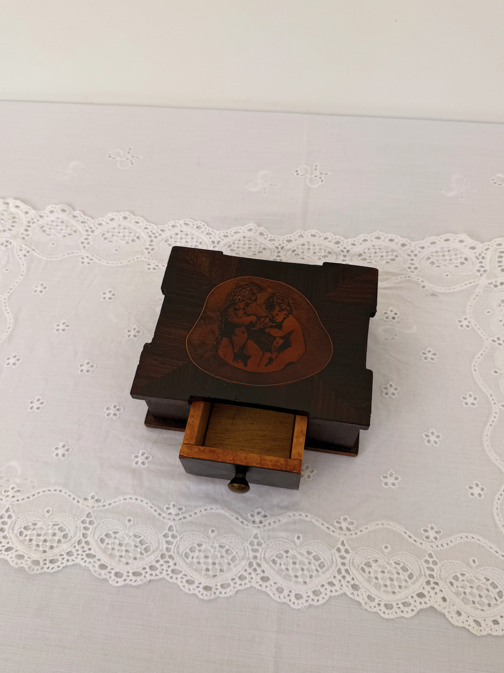 Wooden Putti Jewelry Box