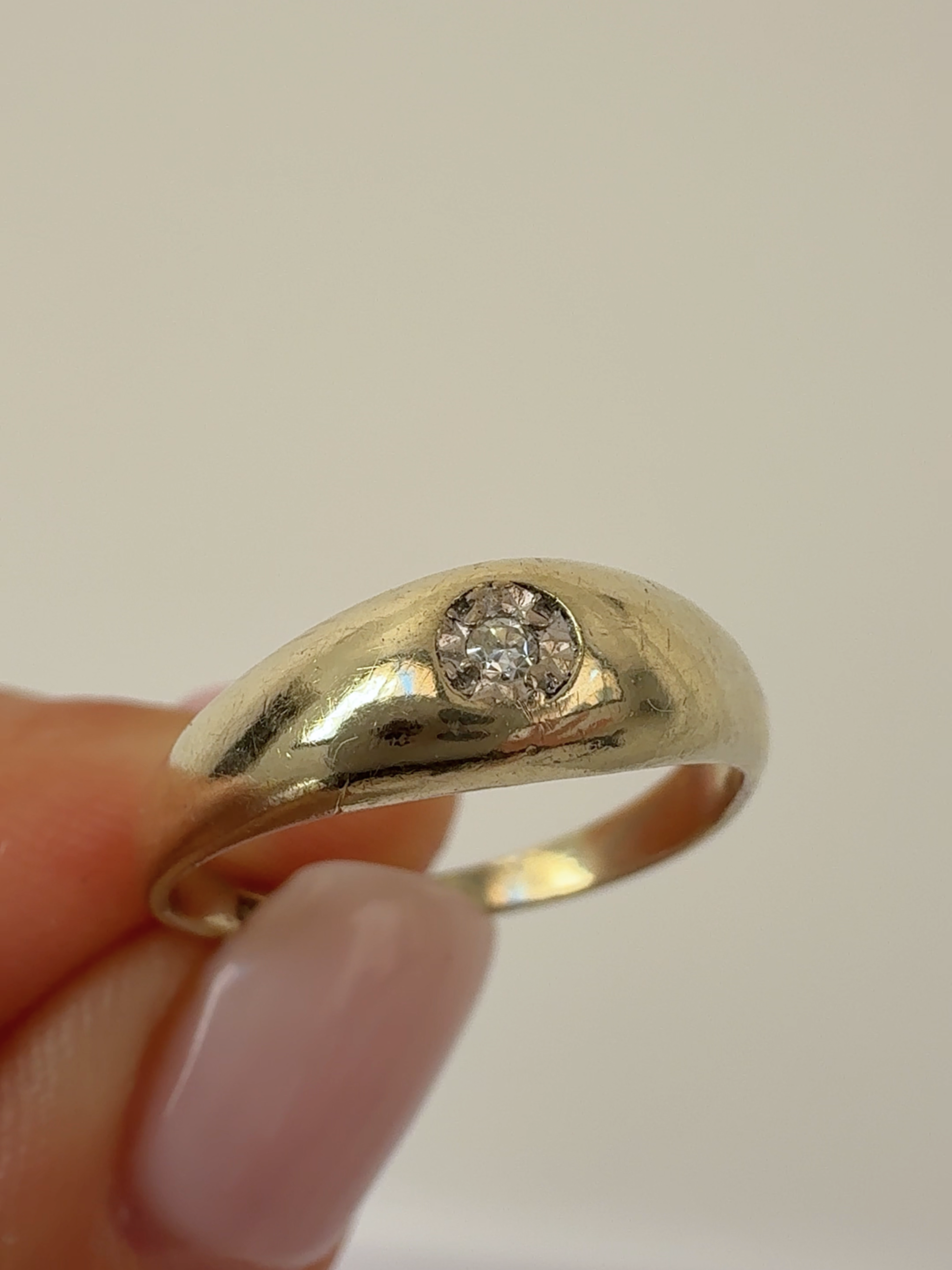 Bicolor Dome Ring Vintage Gold