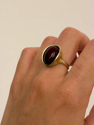 Chunky Carneol Ring Vintage Gold
