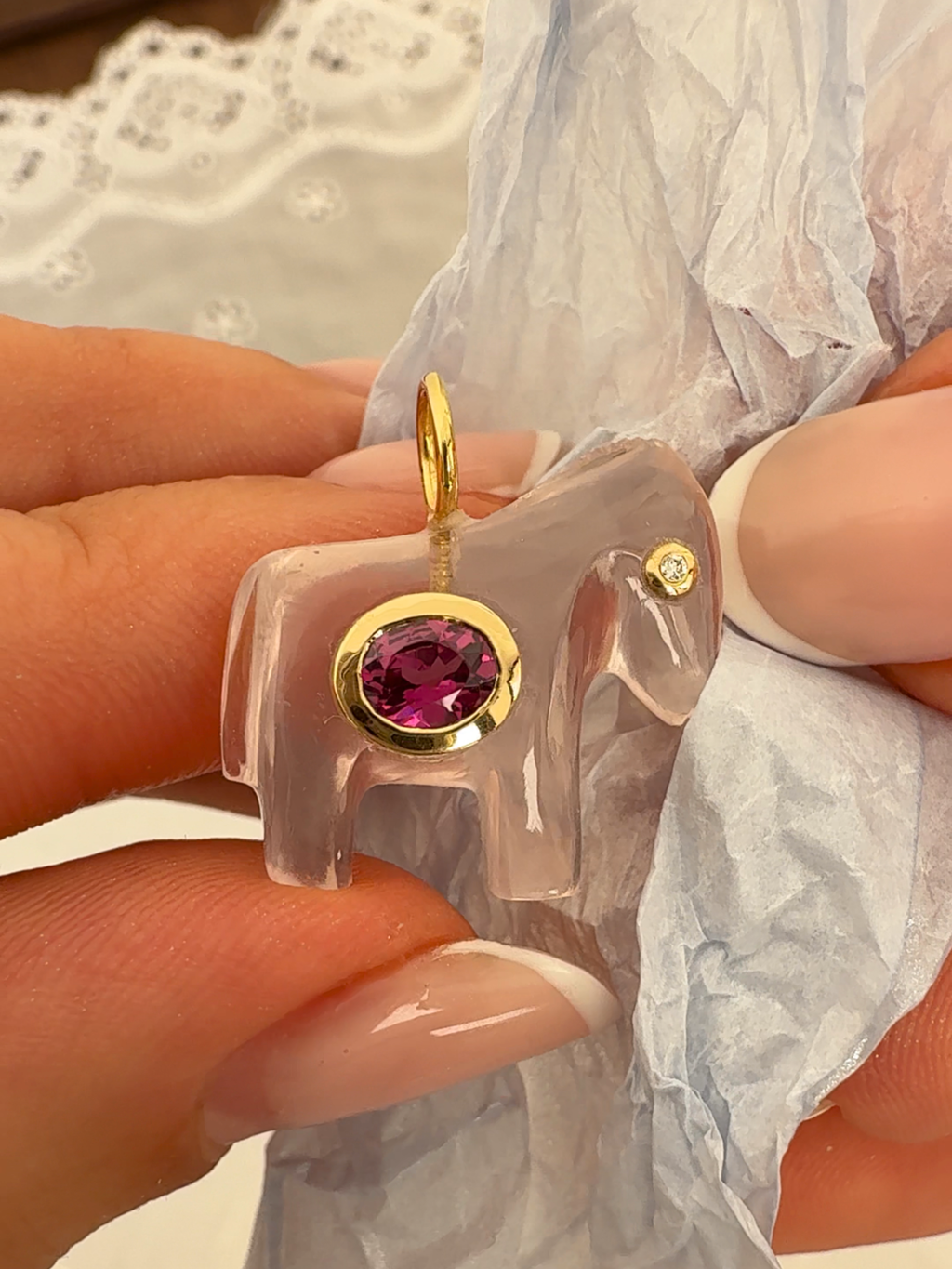 Horse Talisman Charm Rose Quartz