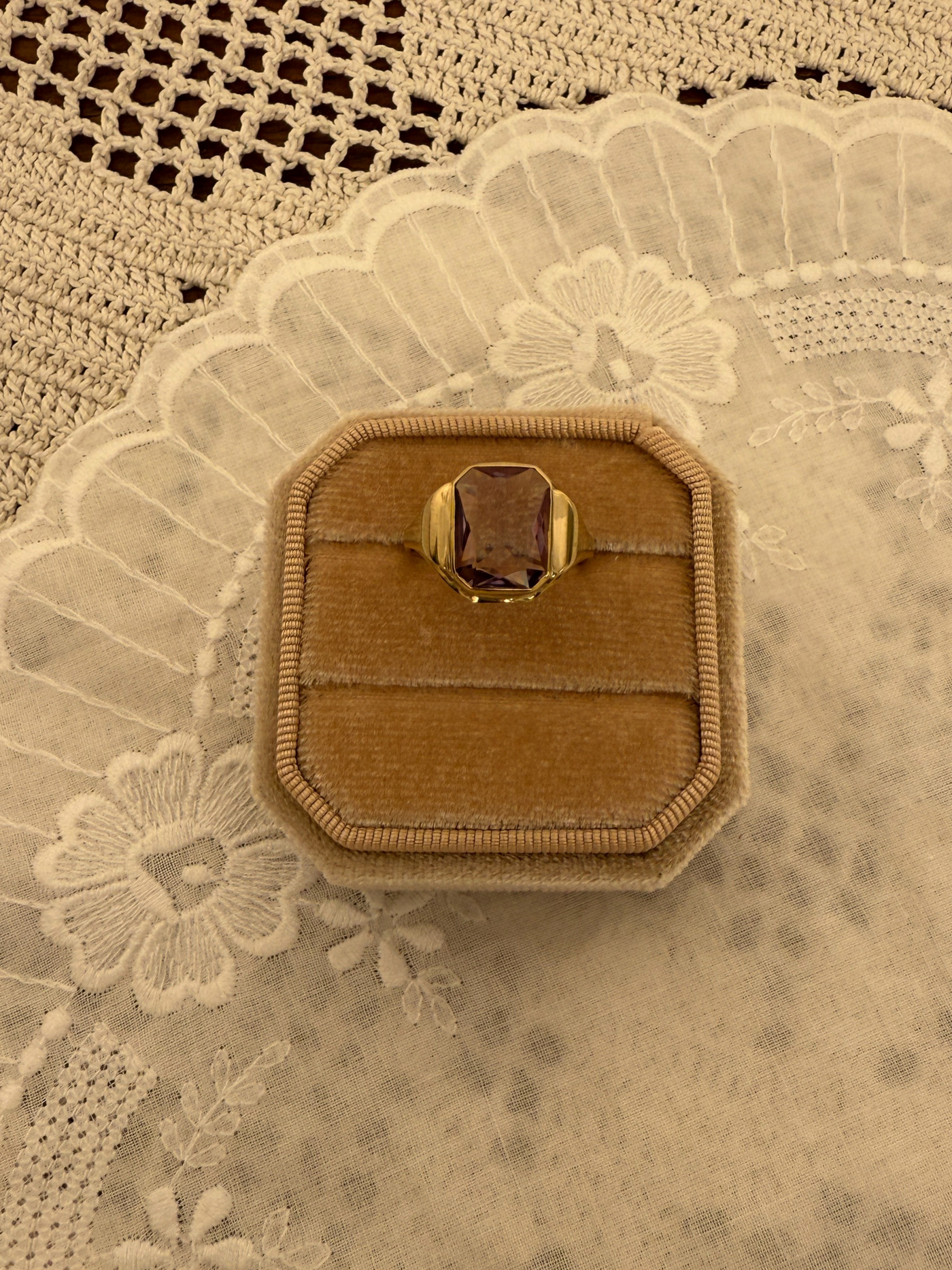 Amethyst Signet Ring Vintage Gold
