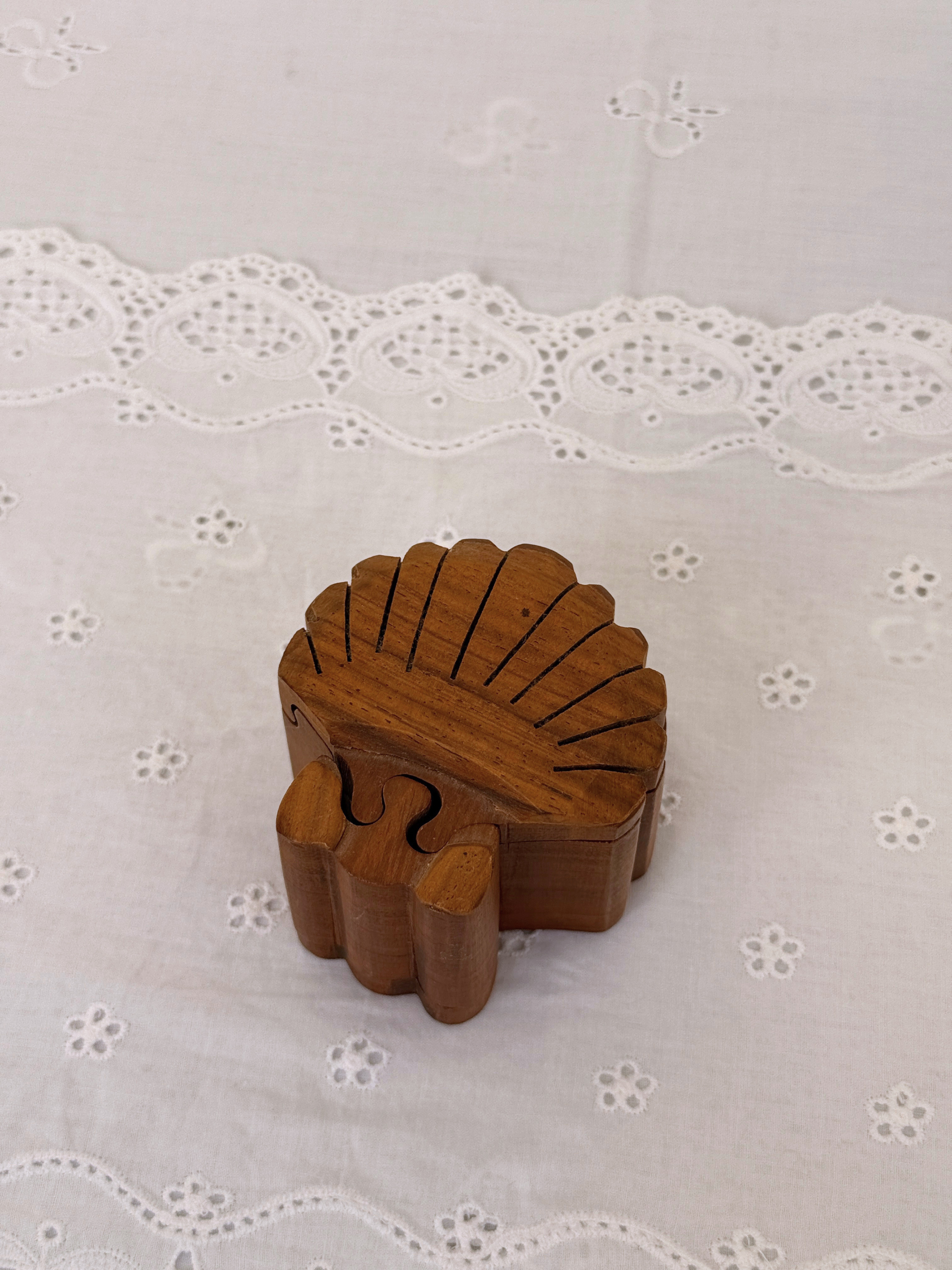 Wooden Scallop Puzzle Box