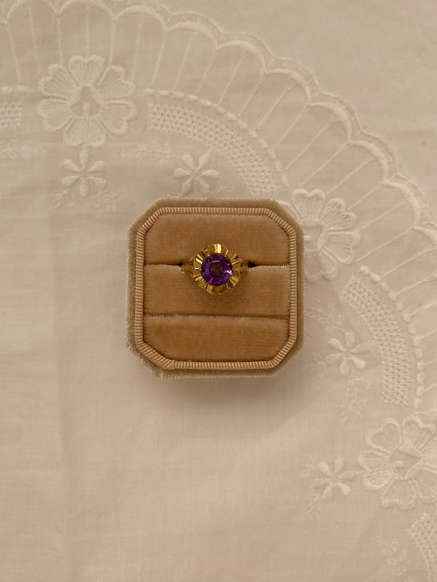 Amethyst Flower Ring Vintage Gold