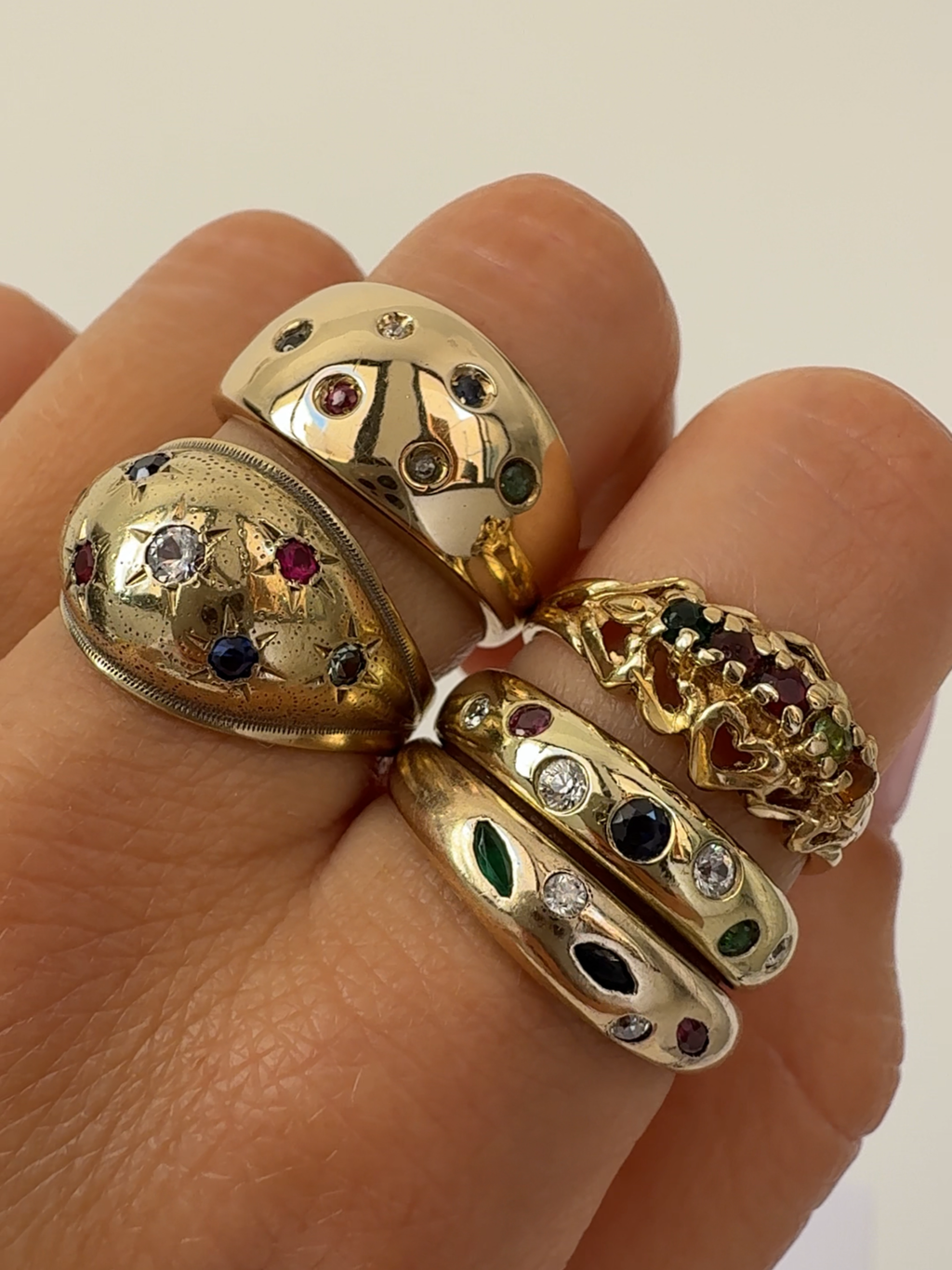 Candy Round Gems Ring Vintage Gold