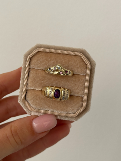 Amethyst Diamond Ring Vintage Gold