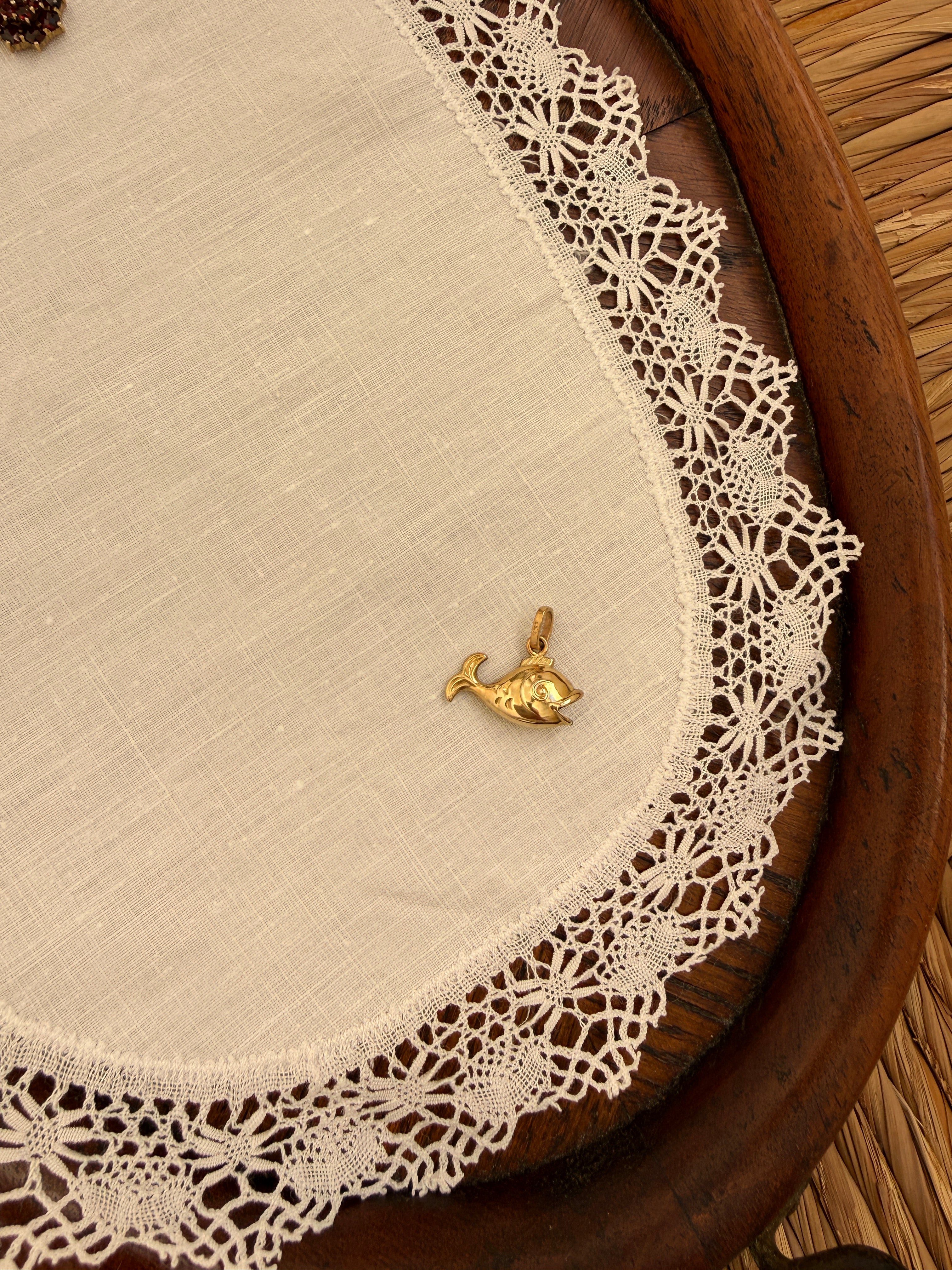 Chunky Fish Charm Vintage Gold