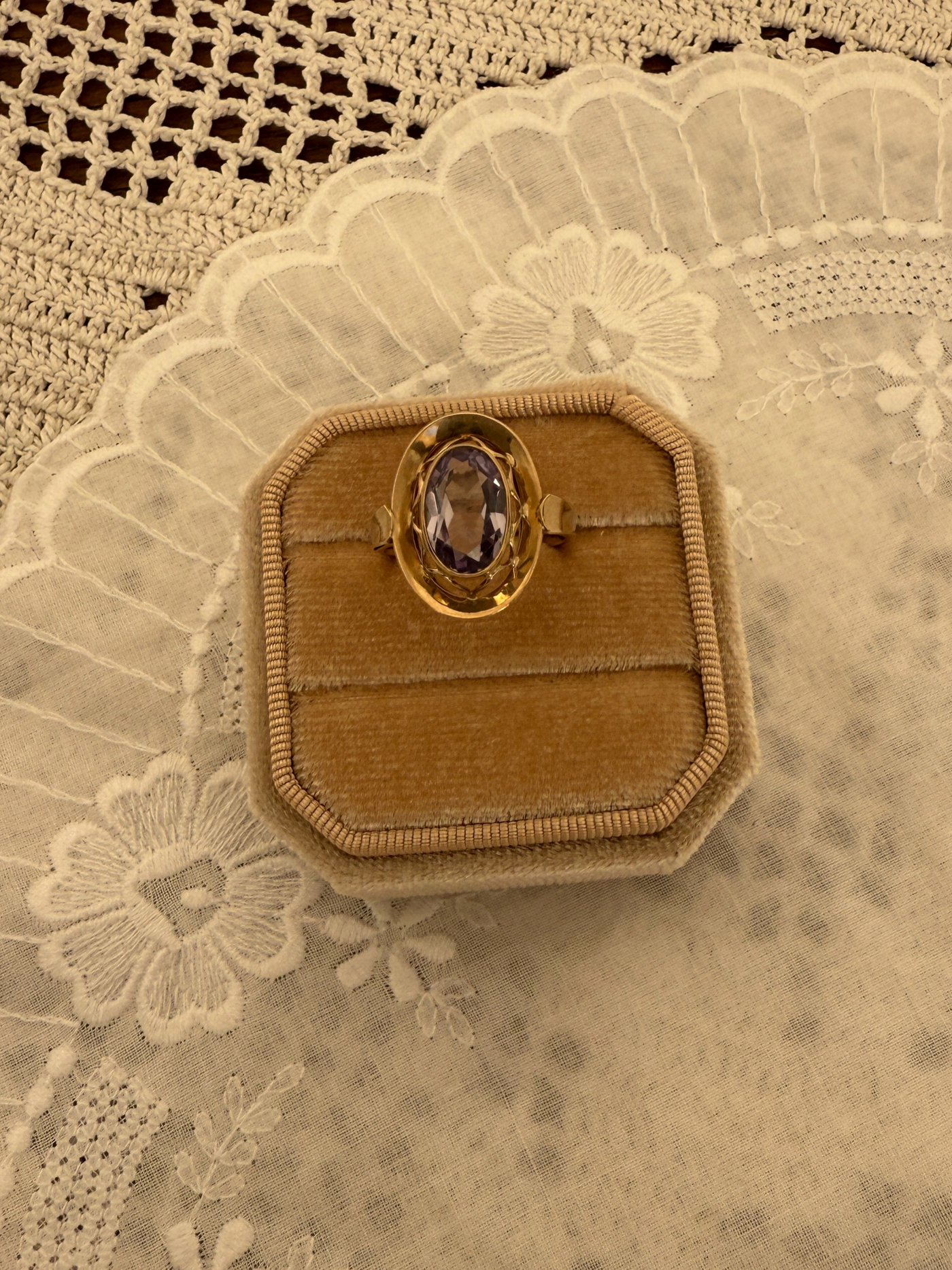 Purple Cocktail Ring Vintage Gold