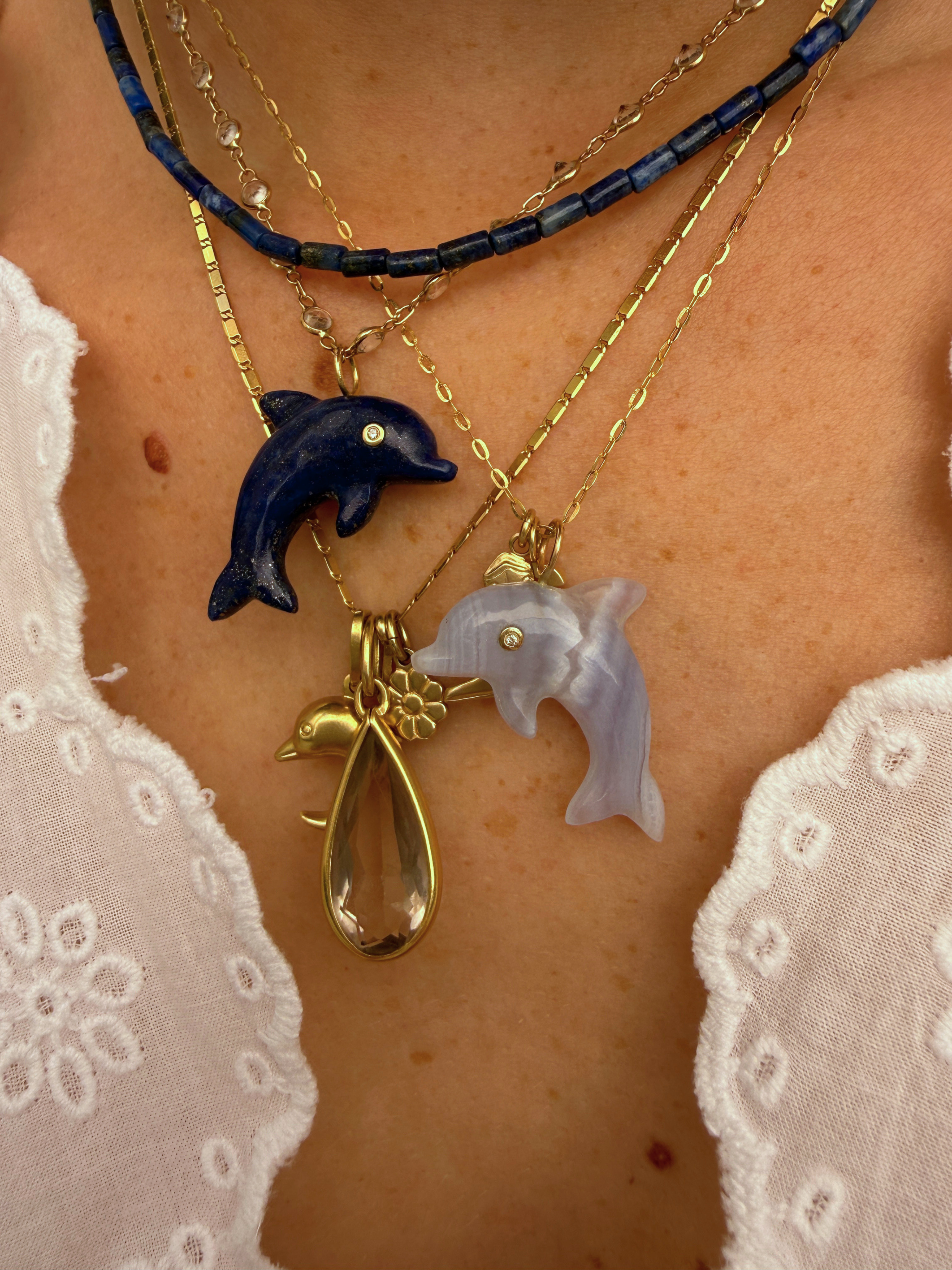 Dolphin Talisman Charm Lace Agate