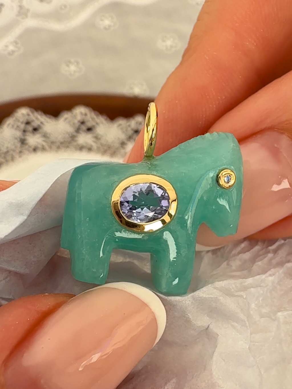 Horse Talisman Charm Amazonite & Tanzanite