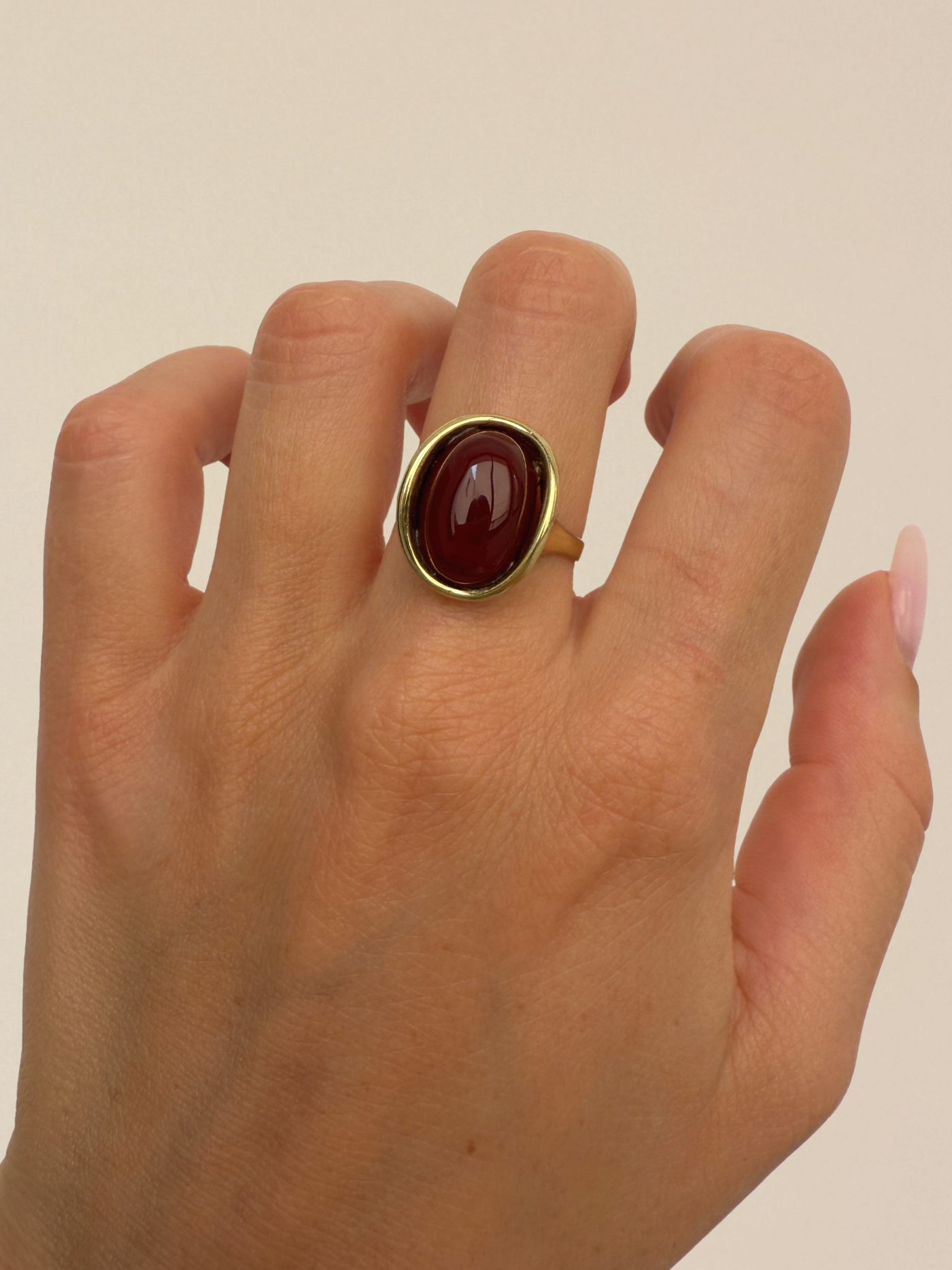 Chunky Carneol Ring Vintage Gold