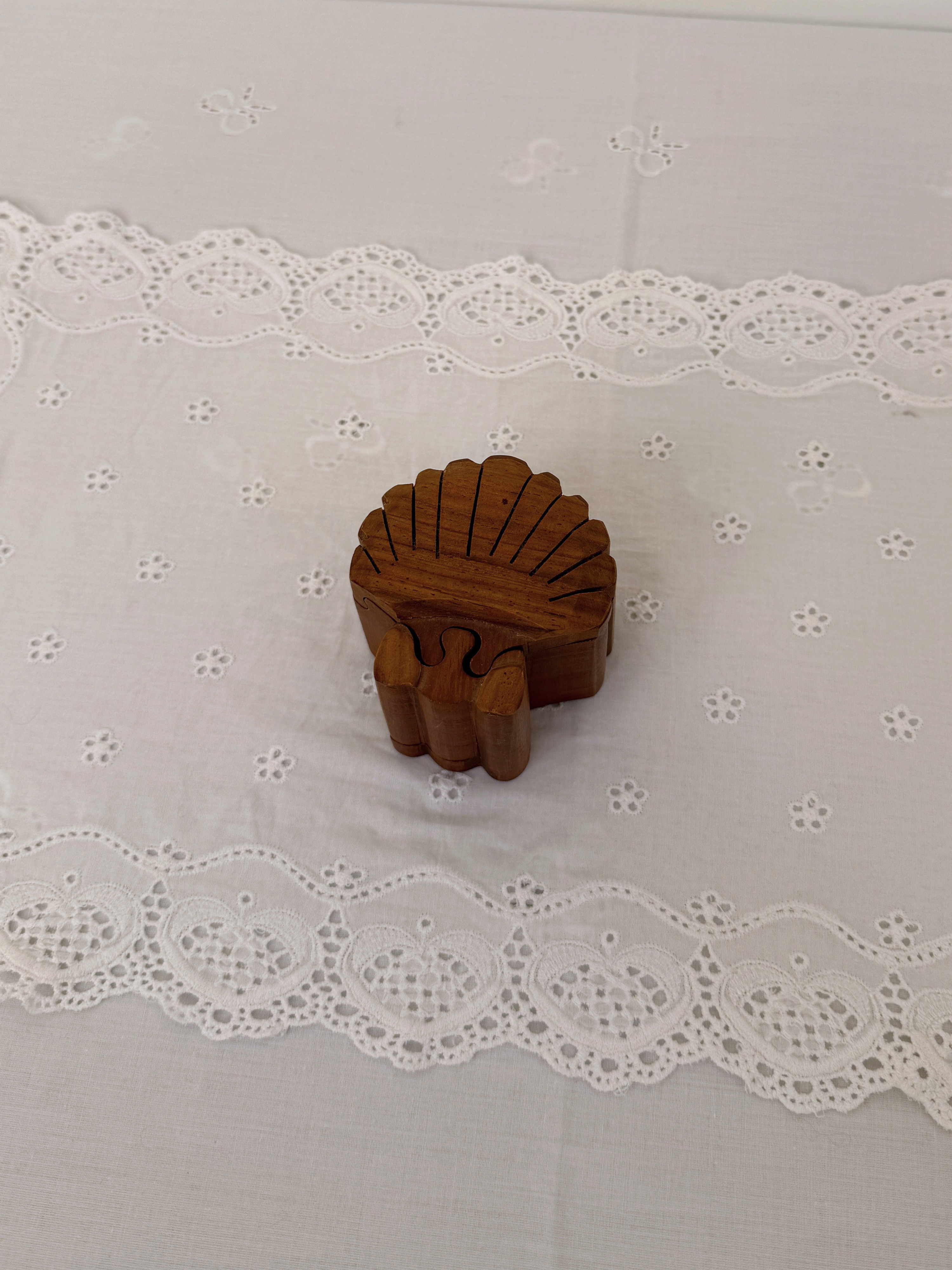 Wooden Scallop Puzzle Box
