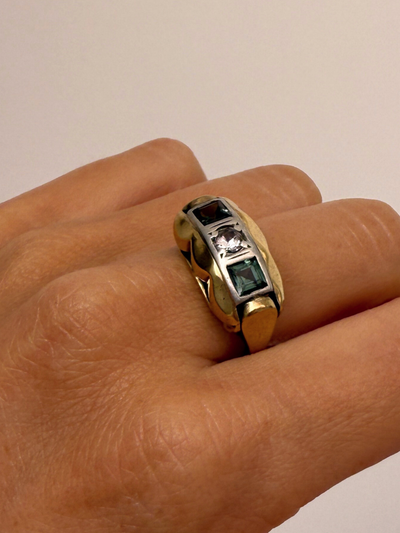 Art Deco Green Ring Vintage Gold