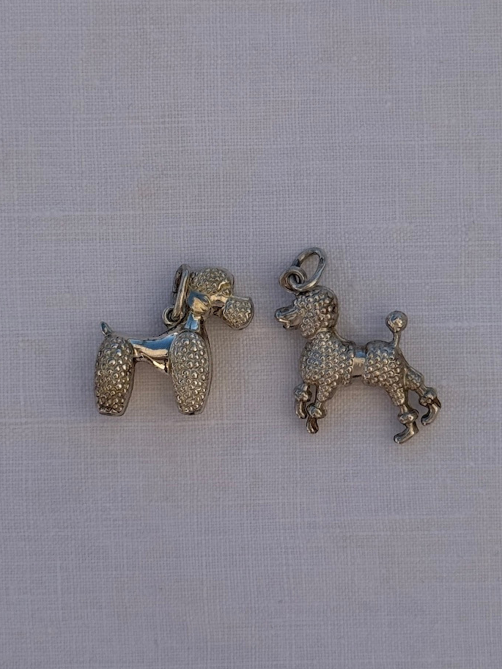 Poodle Charms Vintage Silver
