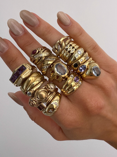 Dome Star Ring Vintage Gold