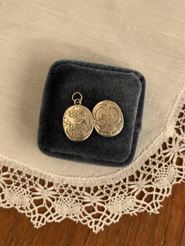 Flower Locket Charm Vintage Silver