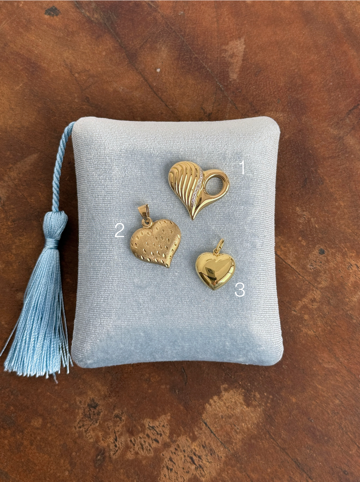 Big Heart Charms Vintage Gold