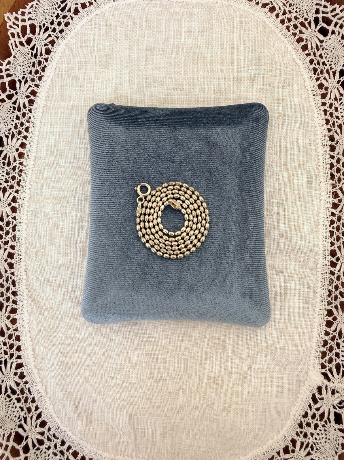 Rice Bead Chain Vintage Silver