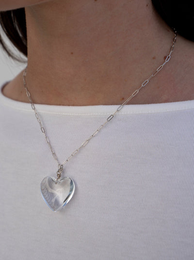 Puffy Heart Necklace Silver