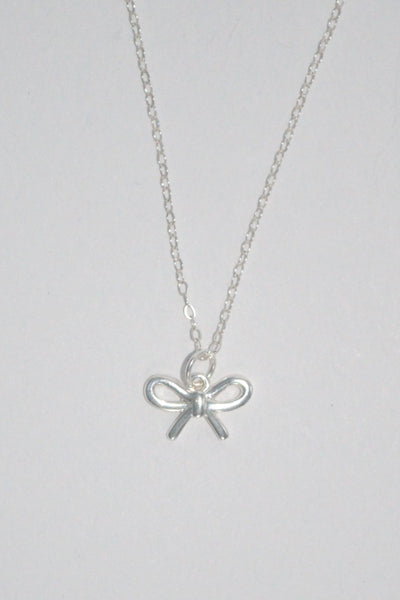 Baby Bow Necklace Silver
