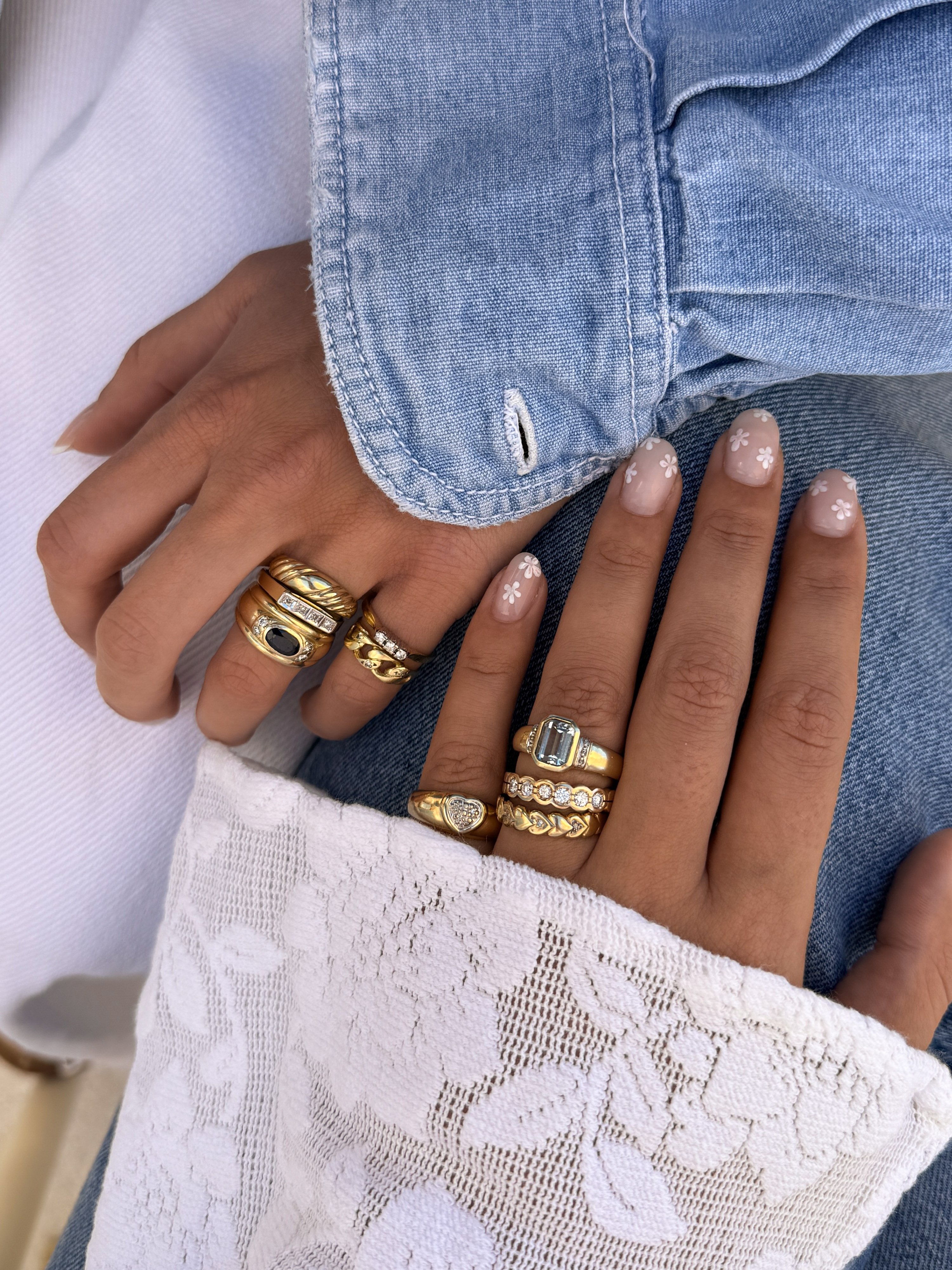 Sapphire Cigar Band 14k Vintage Gold