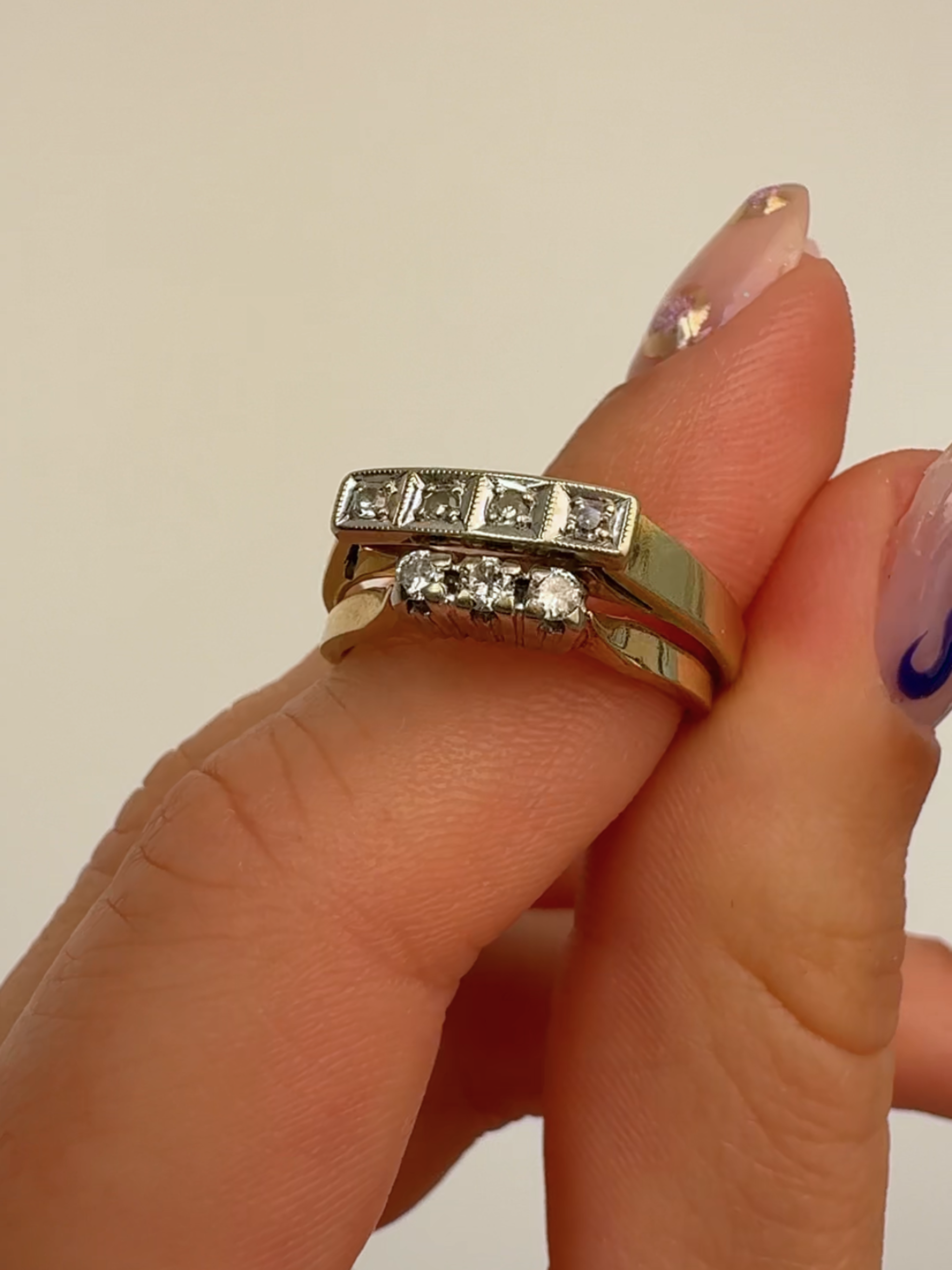 Art Deco 4 Ring 14k Vintage Gold