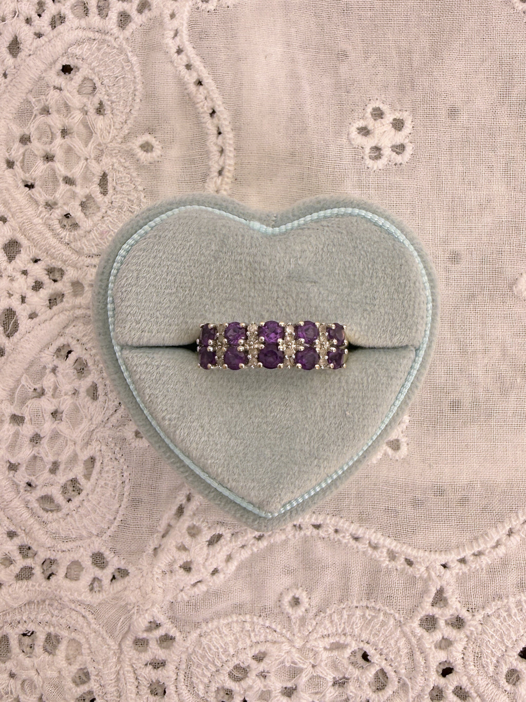 Double Row Amethyst Ring