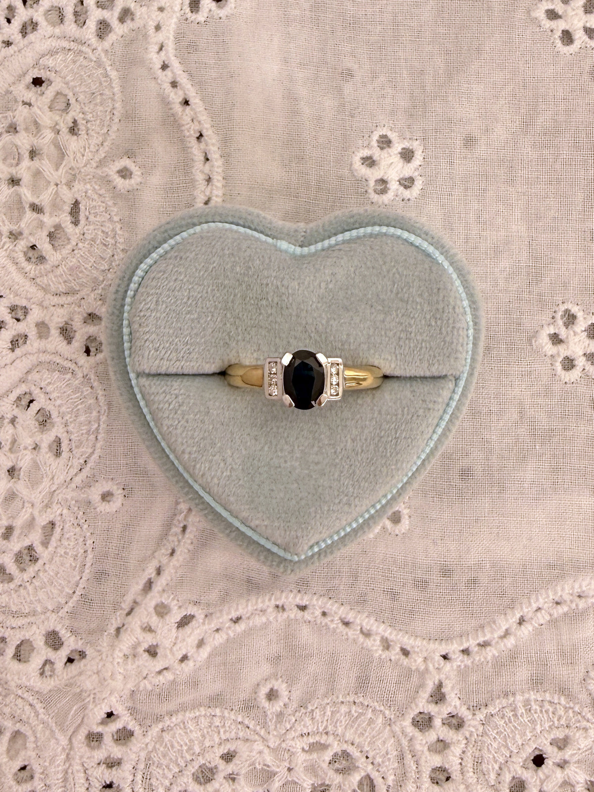 Dark Sapphire Diamond Ring