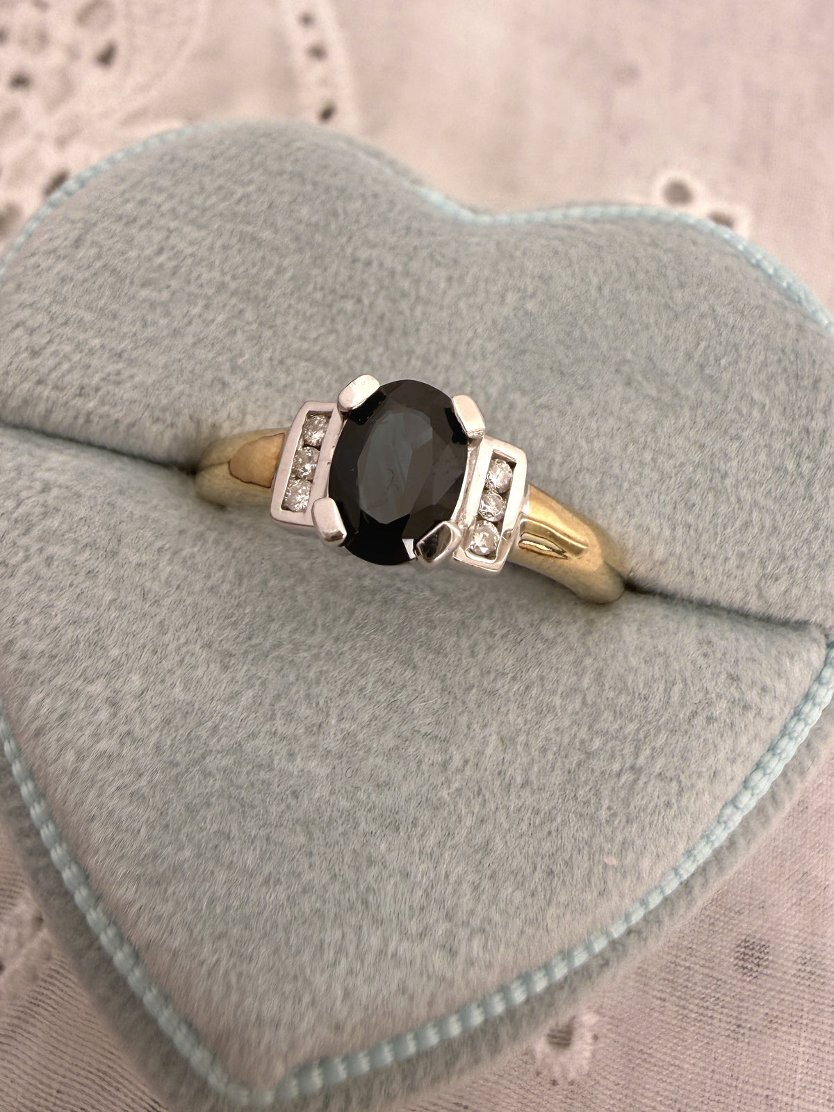 Dark Sapphire Diamond Ring