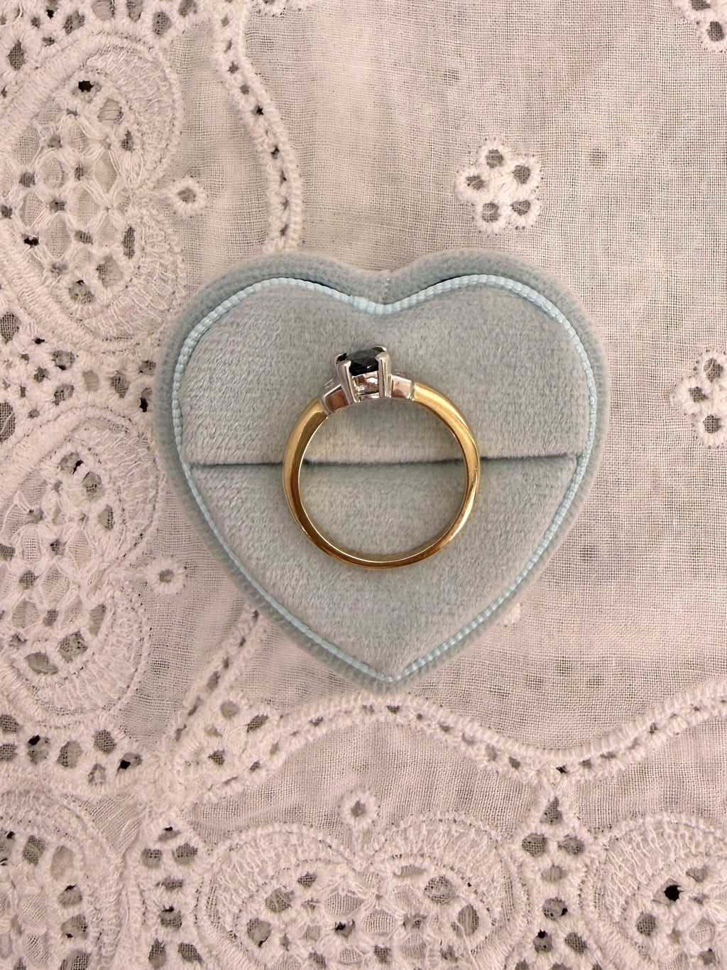 Dark Sapphire Diamond Ring