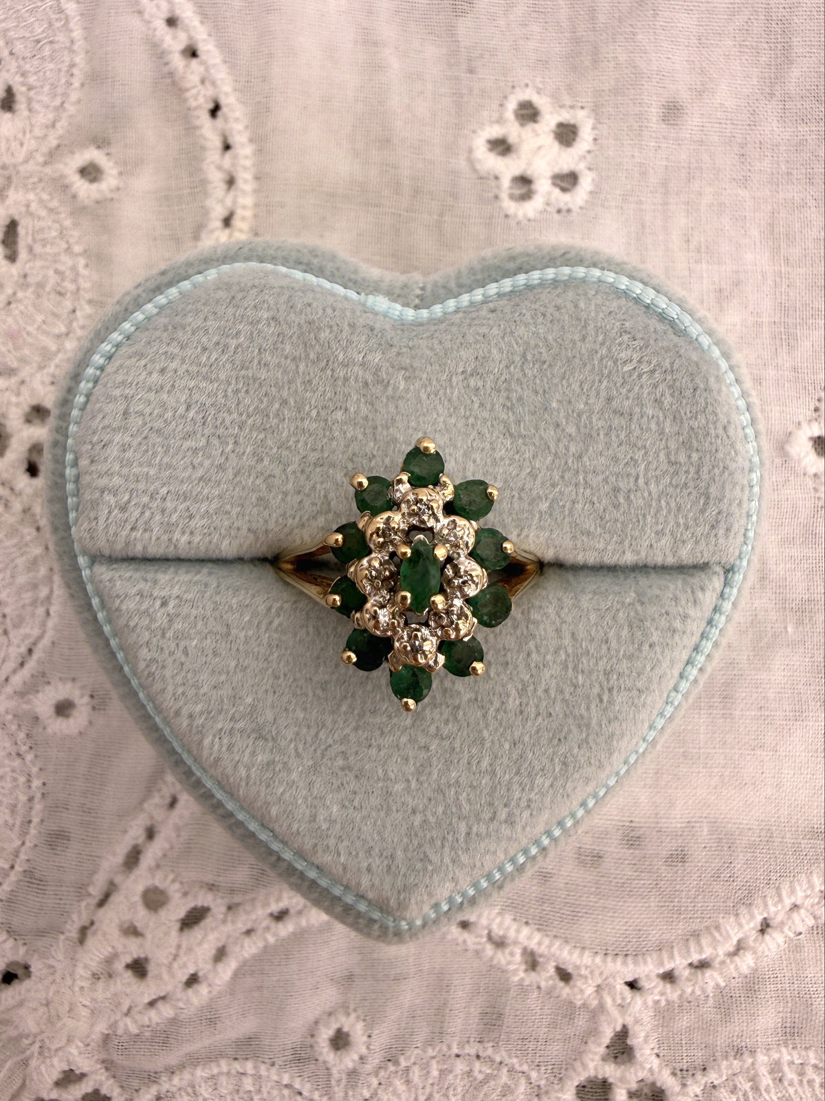 Emerald Cluster Ring