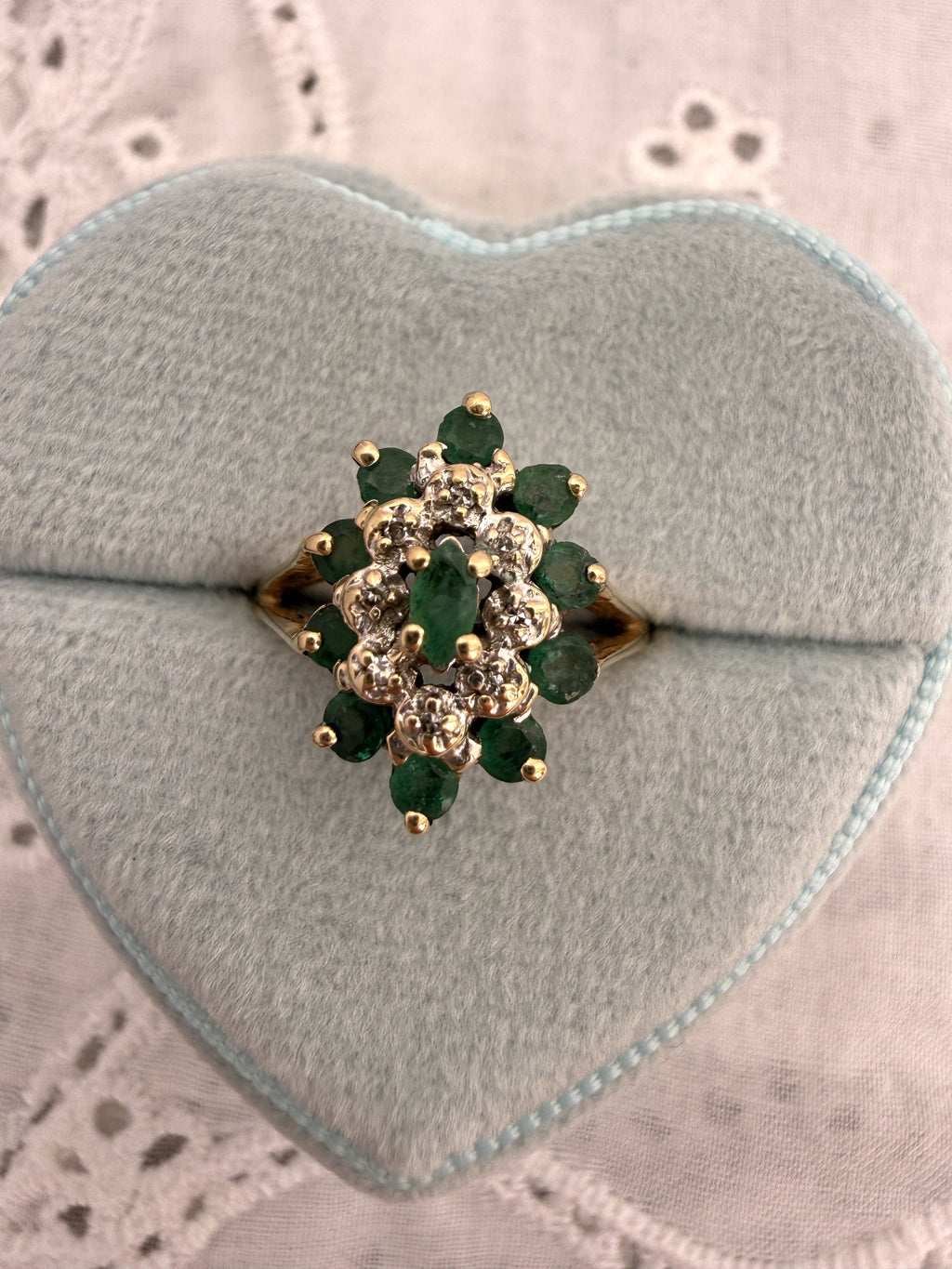 Emerald Cluster Ring