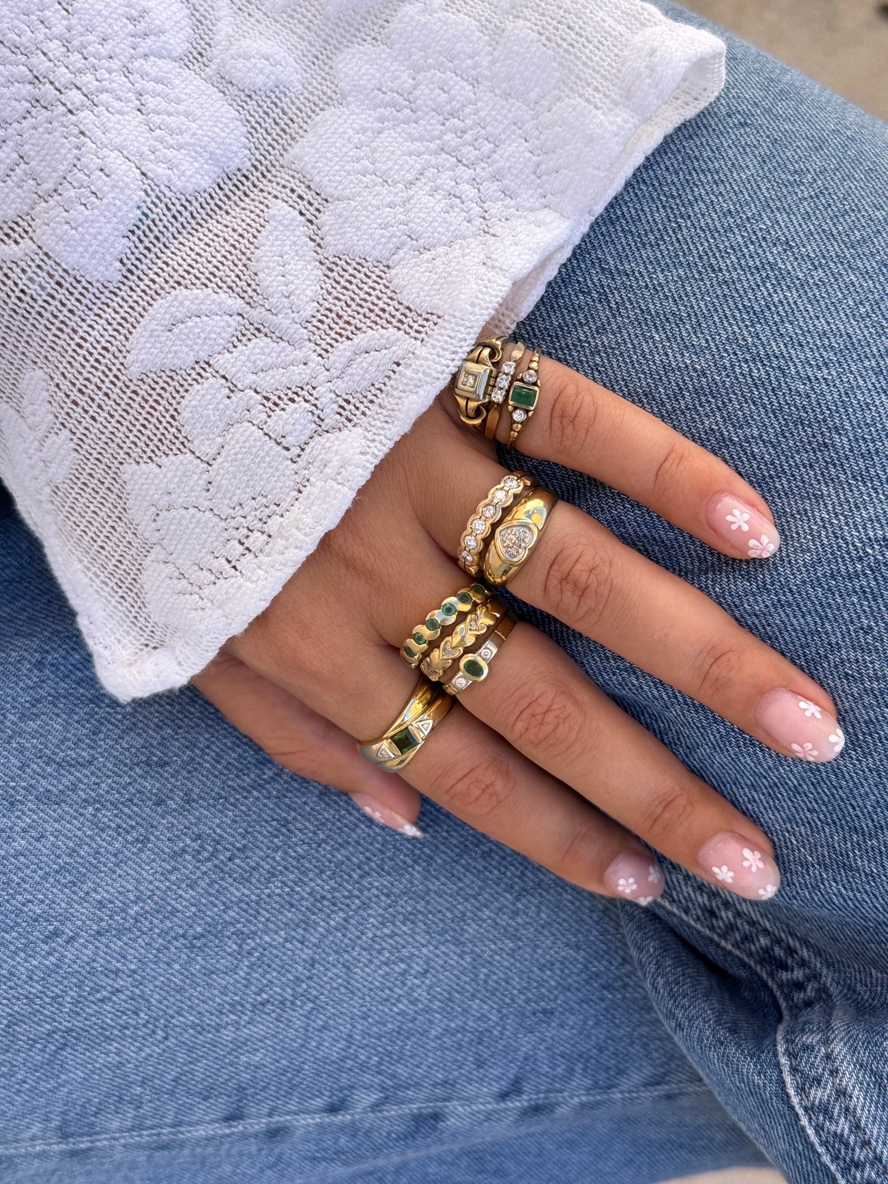 Oval Emerald Ring 14k Vintage Gold