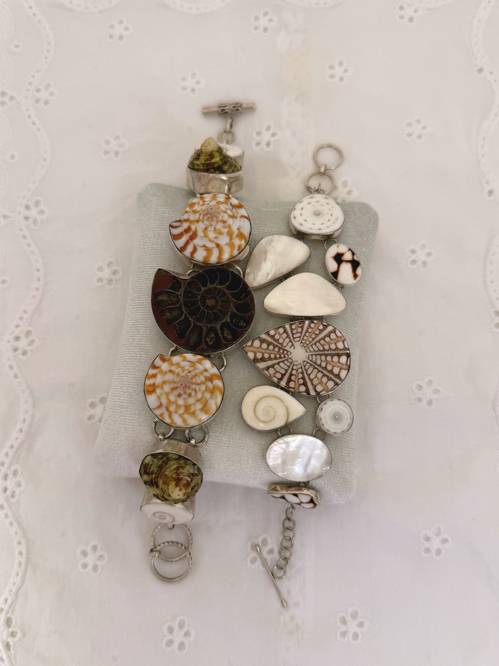 Ammonite & Shell Bracelet Vintage Silver