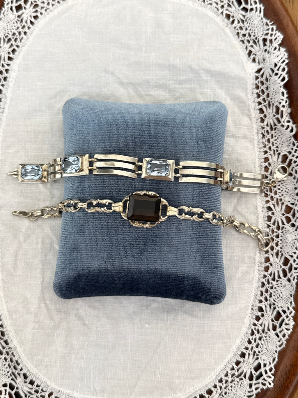 Smokey Quartz Bracelet Vintage Silver