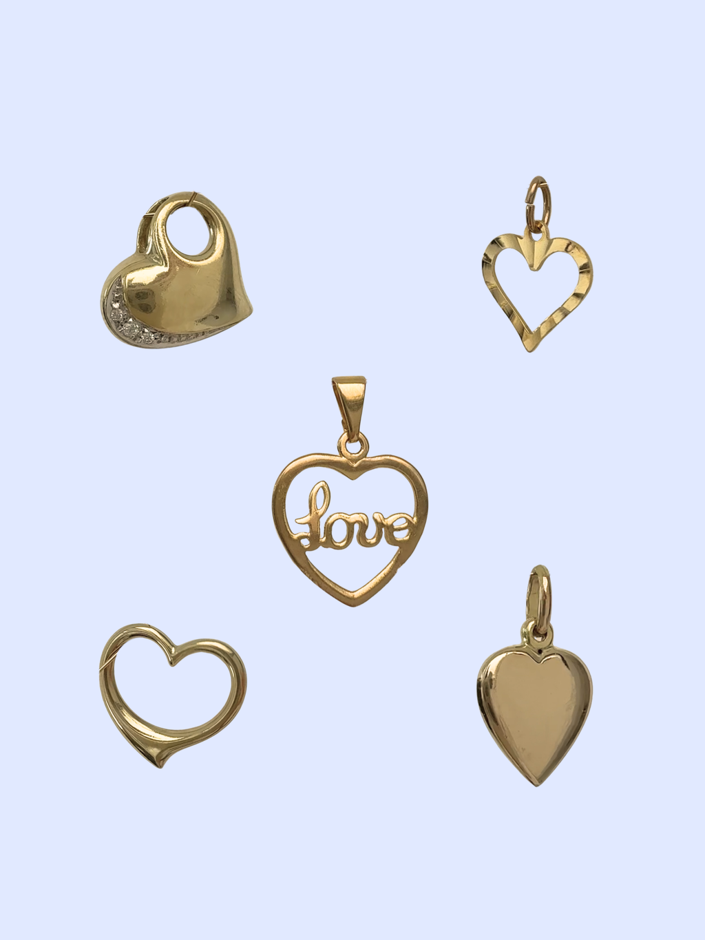Heart Charms Vintage Gold