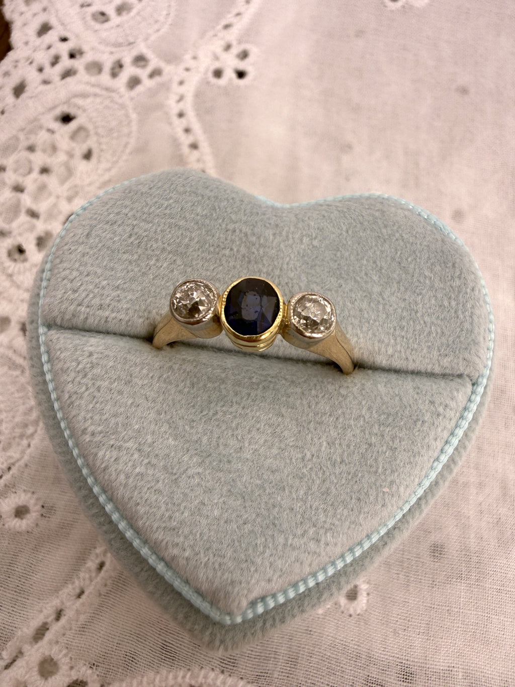 Sapphire Diamond Trio Ring
