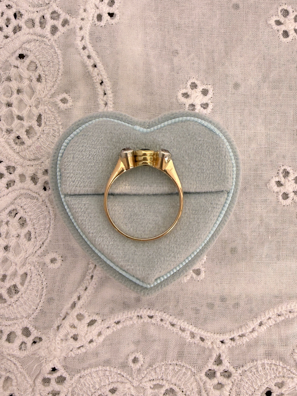 Sapphire Diamond Trio Ring