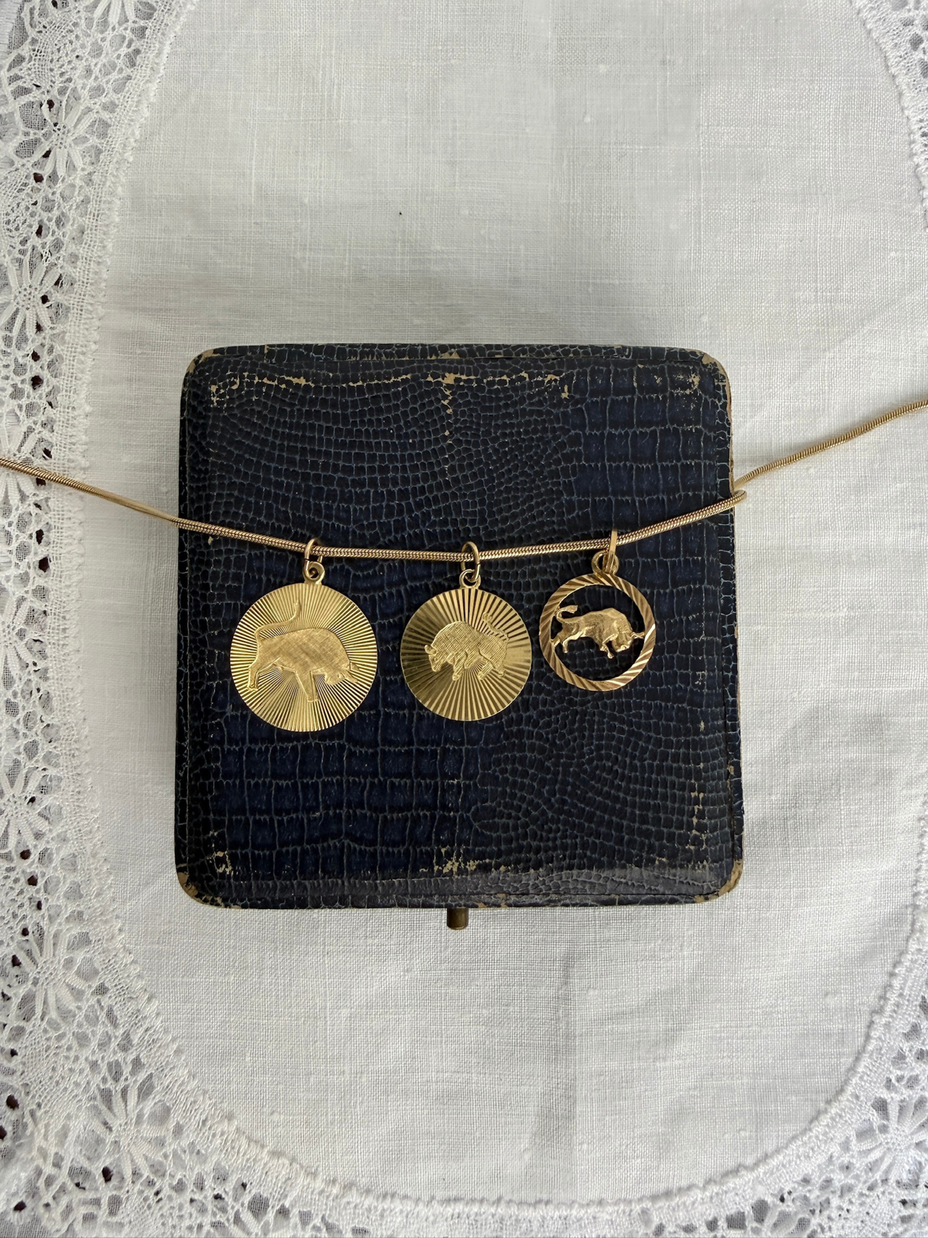 Zodiac Charm Taurus Vintage Gold