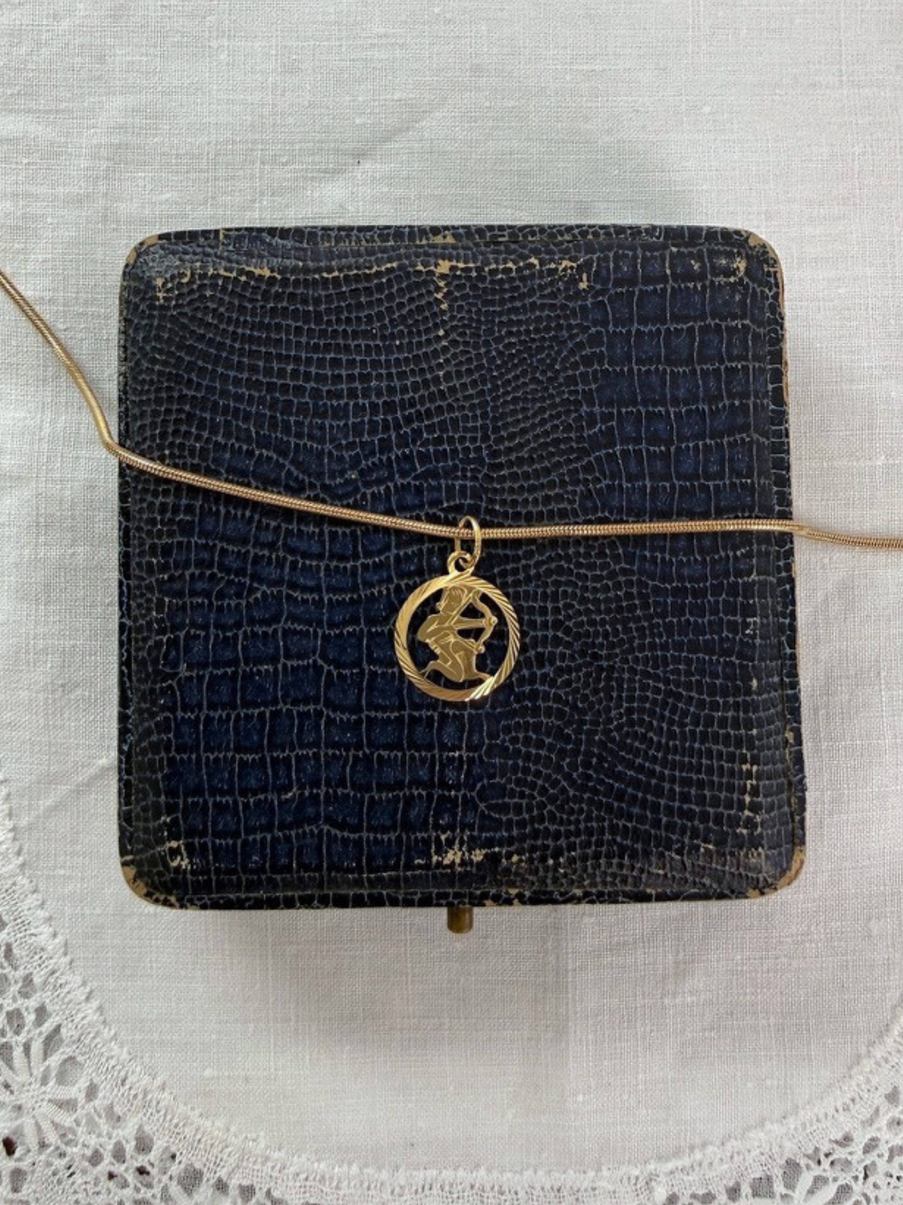 Zodiac Charm Sagittarius Vintage Gold