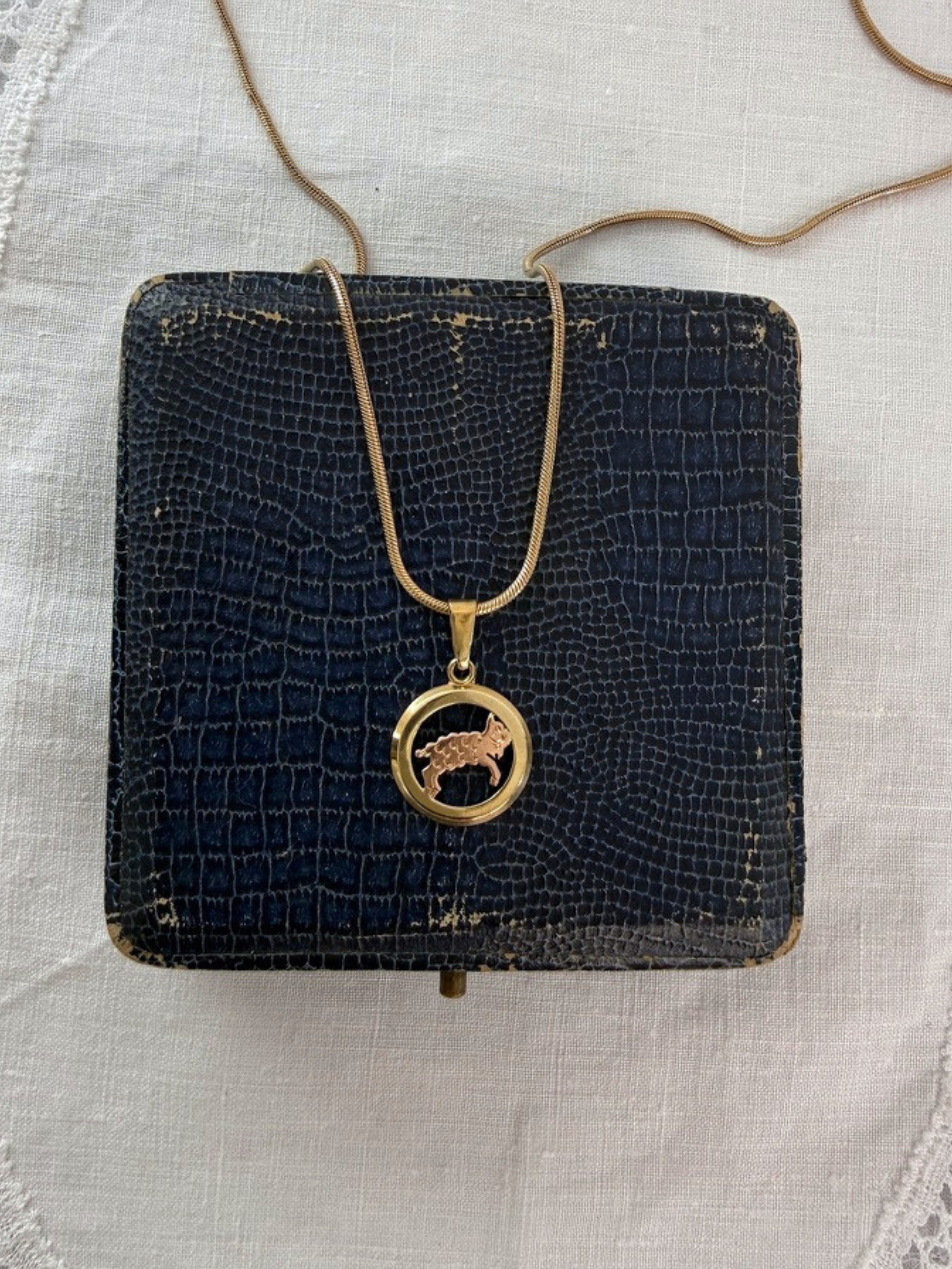 Zodiac Charm Aries Vintage Gold