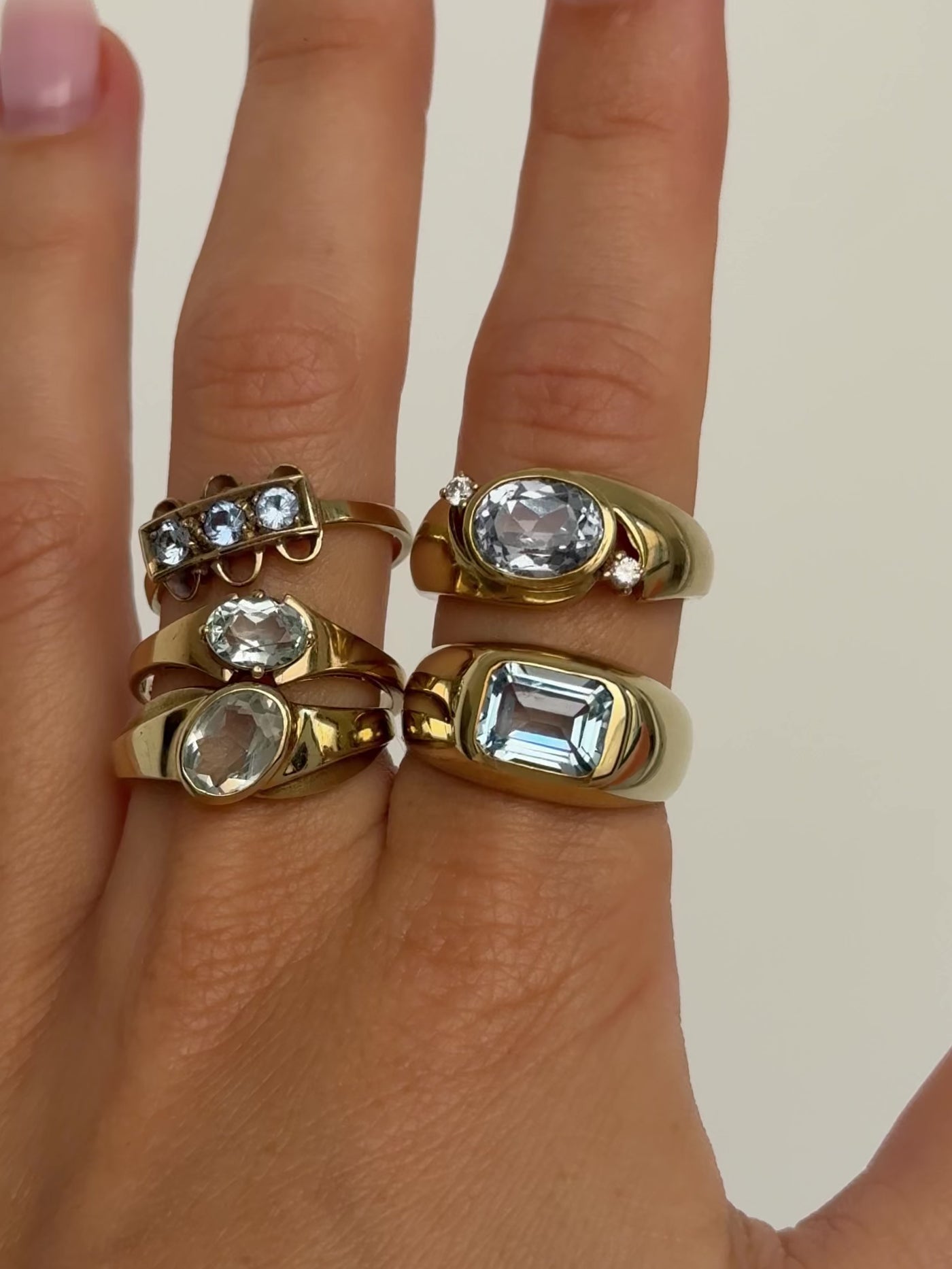 Chunky Signet Topaz Ring Vintage Gold