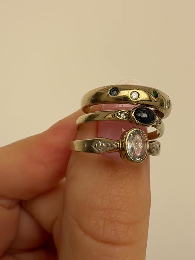 3 Gems Ring Vintage Gold