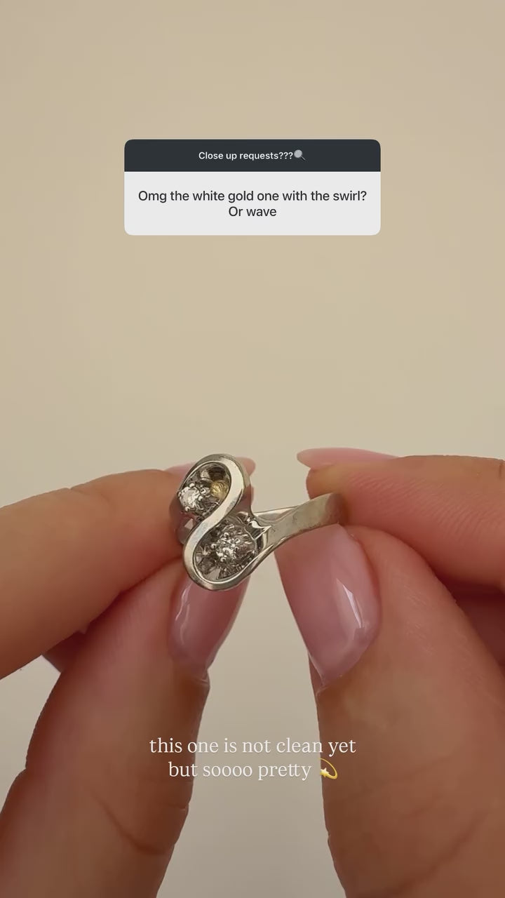 Toi et Moi Swirl Ring Vintage White Gold