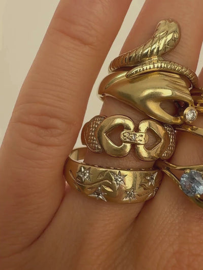 Oval Topaz Bezel Ring Vintage Gold