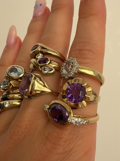Amethyst Chunky Bezel Ring Vintage Gold